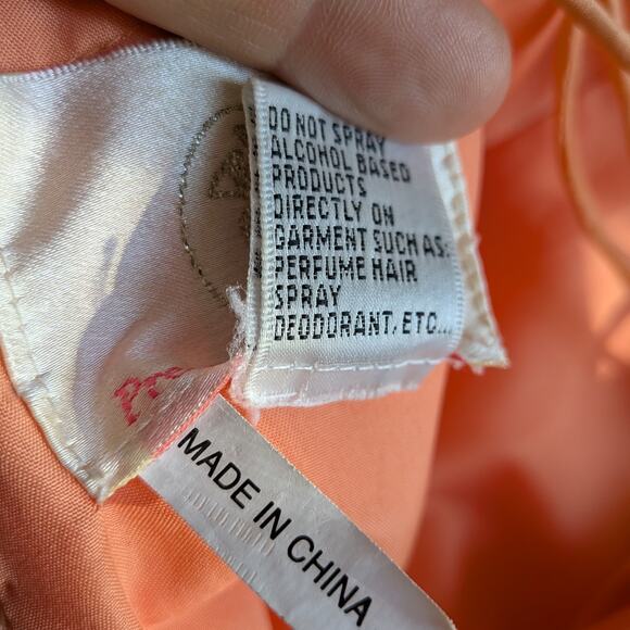 Y2K Prom Dress Maxi Gown 10 Orange Corset Vintage Glam Floral Mermaid Strapless - Picture 11 of 11